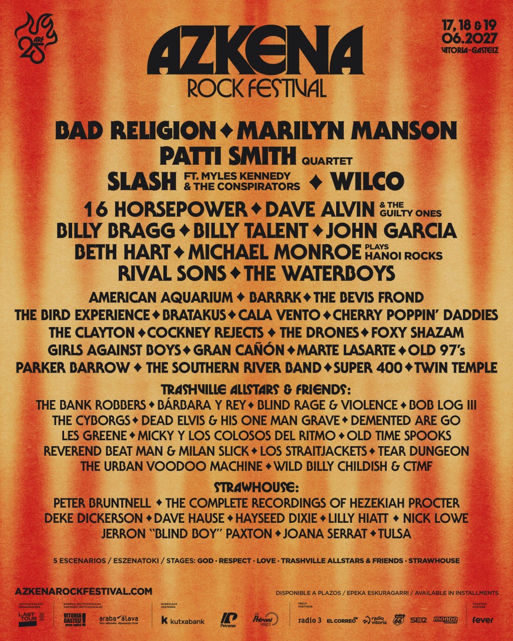 Patti Smith, Marilyn Manson, Bad Religion, Wilco… en Azkena